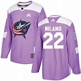 Sonny Milano Columbus Blue Jackets Adidas Authentic Fights Cancer ...