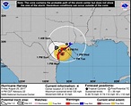 Weather images from National Hurricane Center show Harvey's path into Texas