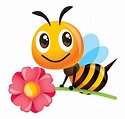 Cartoon cute bee carrying a big pink flower for celebration mothers day ...
