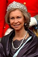 Queen Sofia of Spain wearing Queen Ena's Diamond and Pearl Tiara ...