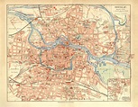 Breslau historischer Stadtplan Karte Lithographie ca. 1910 - Archiv h