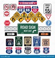 Set of Us Road Signs. Vector Illustration Decorative Design Stock ...