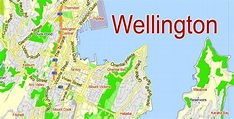 Wellington PDF Map New Zealand exact vector street map fully editable ...