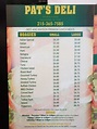 Online Menu of Pats Deli and Grocery Restaurant, Philadelphia ...