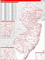 New Jersey Zip Code Wall Map Red Line Style by MarketMAPS - MapSales