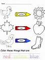Color Worksheets For Kindergarten