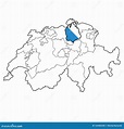 Bandera Del Cantón De Zúrich En El Mapa De Suiza Stock de ilustración ...