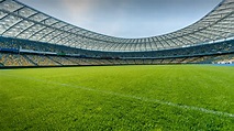 Panoramic view of soccer field stadium and stadium seats | Windows ...
