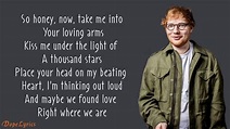 Ed Sheeran - Thinking Out Loud (Lyrics) - YouTube