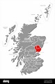 Angus red highlighted in map of Scotland UK Stock Photo - Alamy