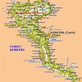 Map Greek Island of Corfu (Ionian)