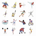 Icono de conjunto de dibujos animados de deporte olímpico. icono de ...