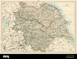 Mapa de Yorkshire, Inglaterra, 1870. Litografía de color Fotografía de ...