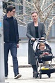 julia stiles takes her son for a stroll with a friend in brooklyn, new ...