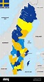 politische Karte von Schweden Stockfotografie - Alamy