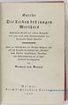 Die Leiden des jungen Werthers by Goethe: Cartonnage éditeur (1922 ...