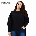 INSOUL 2017 Plus Size Solid Black Women Sweatshirts Big Size O Neck ...