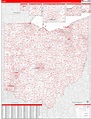 Ohio Zip Code Wall Map Red Line Style by MarketMAPS - MapSales