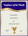 Employee Of The Month Templates