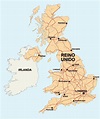 Mapa De Inglaterra Escocia E Irlanda / Ilustracion De Mapa Del Reino ...