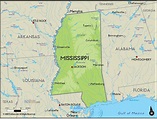 Geographical Map of Mississippi and Mississippi Geographical Maps