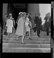 Princess Christina Bernadotte of Sweden walking down stairs of Harvard ...