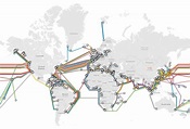 Mapa mundial de los cables de fibra óptica submarinos
