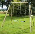 Rebo Kids Wooden Garden Swing Set Childrens Swings - Venus Double Swing ...