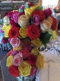 Colored roses beautiful arrangement at the ivy | Wedding themes, Rose ...