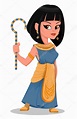 Cleopatra hermosa caricatura reina de Egipto en vestido de oro y con el ...