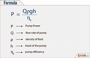 Plumbing heating: Pump power formula