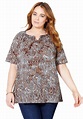 Catherines Women's Plus Size Seasonless Gauze Peasant Top - Walmart.com