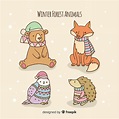 Free Vector | Lovely set of hand drawn winter animals