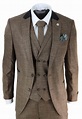 Mens 3 Piece Brown Tailored Fit Suit: Buy Online - Happy Gentleman