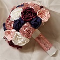 Rosegold and Navy bouquet | Gold and burgundy wedding, Rose gold ...