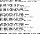 I'm Yours by Elvis Presley - lyrics