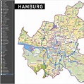 Hamburg Stadtplan Vektor Stadtbezirke Stadtteile Topographie