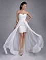 Designer front short back long Formal Evening Dress White Strapless ...