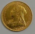 Moeda de ouro - 1 libra - 1899 - Rainha Victoria - pes
