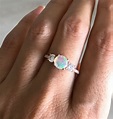 Genuine Opal Promise Ring For Her- Fiery Opal Three Stone Anniversary ...