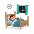 cute little child boy sleeping good night in bed at home 8197754 Vector ...