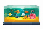 Cartoon freshwater fishes in tank aquarium vector illustration By ...
