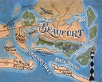Beaufort NC Crystal Coast map Print Carteret county