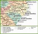 Map of North and South Carolina | North carolina, North carolina map ...