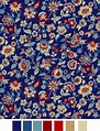 RTC Fabrics Laurens Floral Jacobean Blue 100% Cotton Fabric by the Yard ...