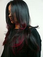 Mechas californianas rojas en cabello negro – Peinados y peinados de ...
