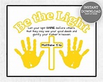 Christian Homeschool Printable Be the Light Bible Verse Handprint Craft ...