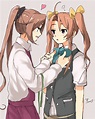Safebooru - 2girls ? adjusting bow akigumo (kantai collection) blush ...