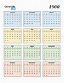Free 1900 Calendars in PDF, Word, Excel