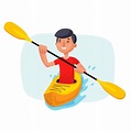 Kayaking Paddling on Boats Vector. Having Fun. Paddle Oar. Sport ...